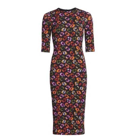 Farm Rio Abstract Circle Print Jersey Sheath Dress - Size Large - Picture 1 of 15
